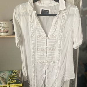 White beachy button blouse